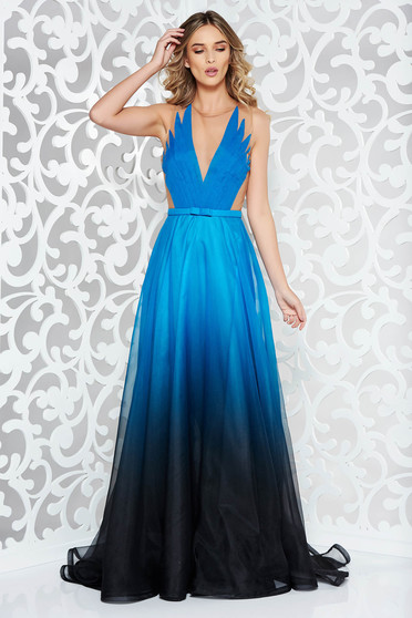 Ana Radu occasional turquoise veil dress with a cleavage