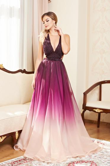 Ana Radu occasional purple veil dress with a cleavage