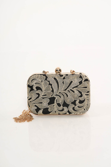 Top Secret black bag occasional with embroidery details metallic chain accessory