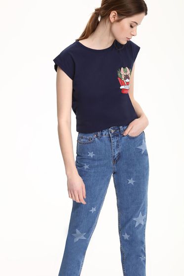 Top Secret casual darkblue t-shirt with short sleeve