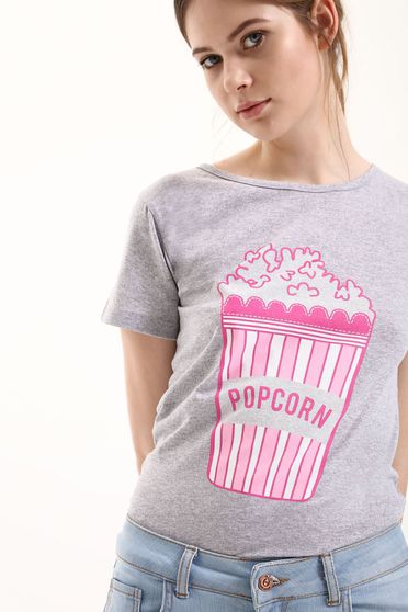 Top Secret cotton grey casual t-shirt