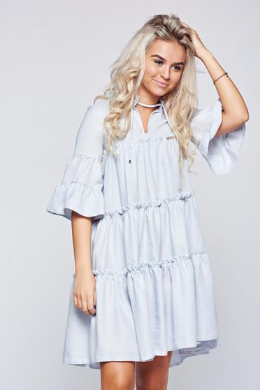 PrettyGirl lightblue easy cut dress with bell sleeves