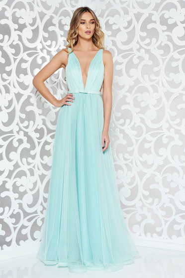 Ana Radu occasional net mint dress with v-neckline bow accessory