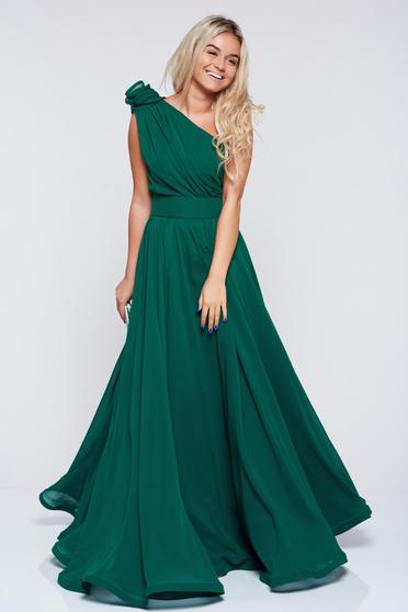 Occasional Ana Radu green voile fabric one shoulder dress