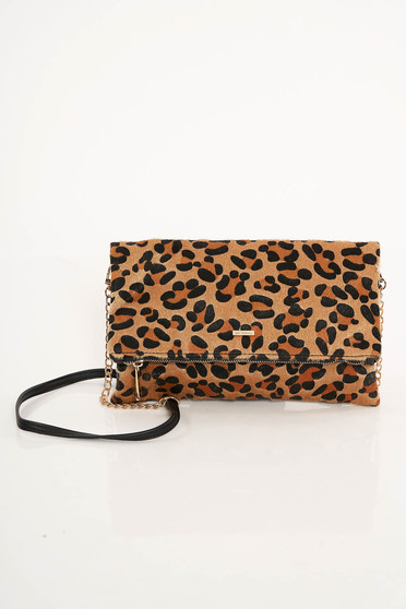 Top Secret cream bag casual with animal print metallic chain accessory