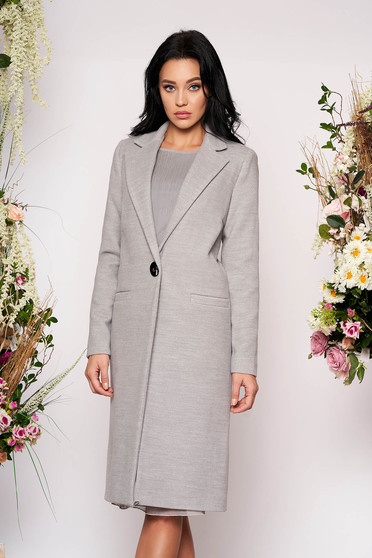 LaDonna casual straight with pockets grey coat from wool