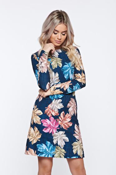 Fofy daily a-line darkblue dress with print details with pockets