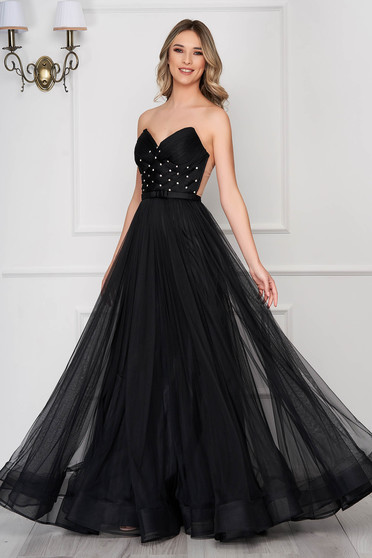 Ana Radu black dress with push-up bra occasional strass