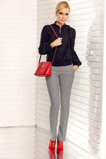 Fofy black office trousers with medium waist with print details