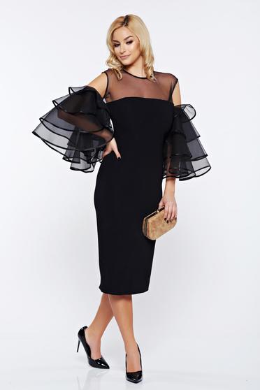 Ana Radu black occasional dress with ruffled sleeves