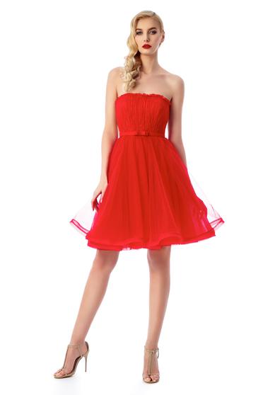 Ana Radu red luxurious corset dress from tulle with inside lining