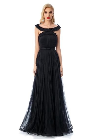 Ana Radu black luxurious dress with inside lining from tulle corset
