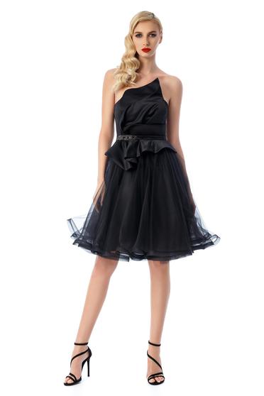 Ana Radu black luxurious dress with push-up cups with inside lining from satin fabric texture net