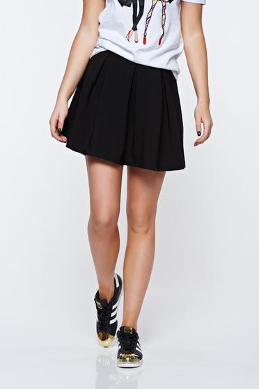 Artista black casual cloche skirt slightly elastic fabric with medium waist