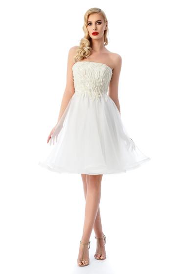 Ana Radu white dress luxurious with small beads embellished details with inside lining from tulle