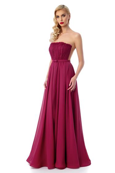 Ana Radu burgundy dress luxurious corset from tulle with inside lining off shoulder