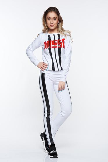 MissQ white sporty set cotton with print details