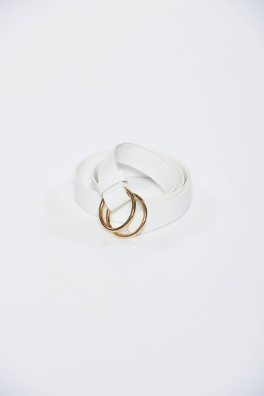 StarShinerS white belt metallic buckle from ecological leather