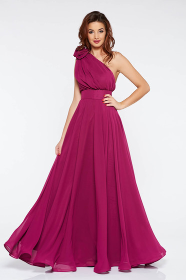 Purple Ana Radu luxurious cloche dress from veil fabric with inside lining accessorized with tied waistband long