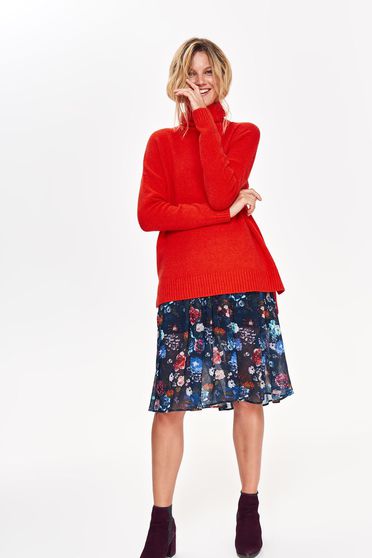 Top Secret orange casual flared sweater asymmetrical from velvet fabric