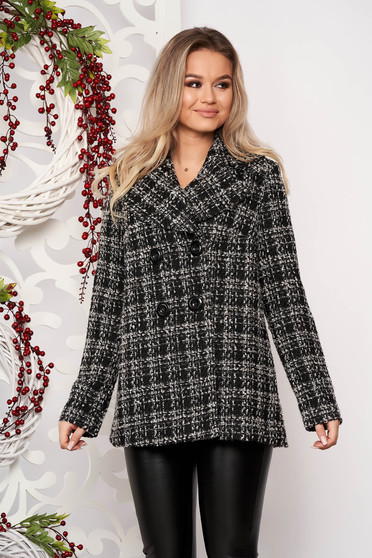 Casual jacket from thick fabric with inside lining with straight cut black