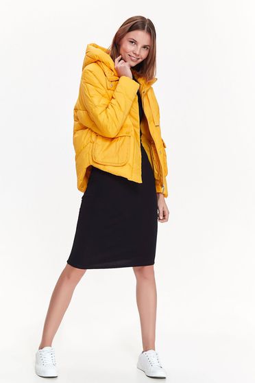 Top Secret yellow casual from slicker jacket with pockets with undetachable hood