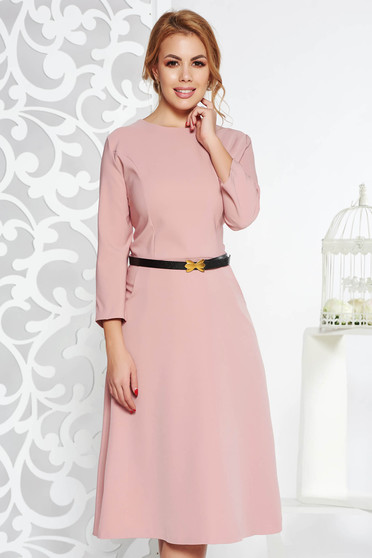 Rosa office cloche dress slightly elastic cotton with pockets accessorized with belt