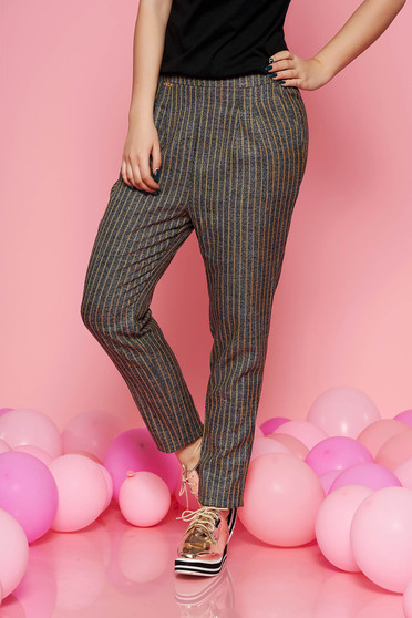 Fofy mustard office conical high waisted trousers from non elastic fabric with pockets