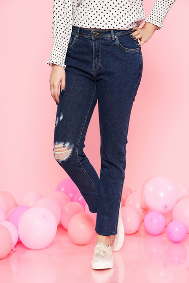 Top Secret blue skinny cotton jeans with medium waist with pockets