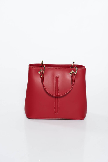 Burgundy office bag natural leather with metal accessories