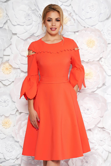 Coral dress elegant cloche slightly elastic fabric with tassels with bell sleeve