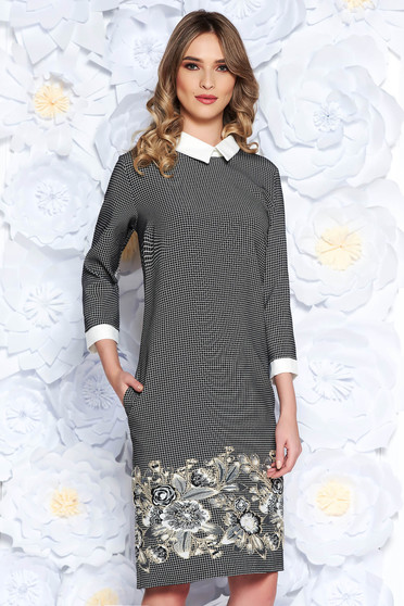 Black straight office dress slightly elastic fabric