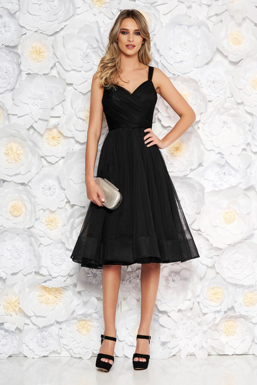 Ana Radu luxurious cloche from tulle with inside lining with push-up cups black dress