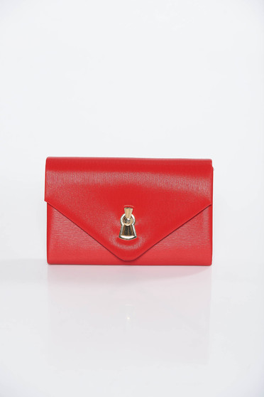 Red occasional clutch bag from ecological leather