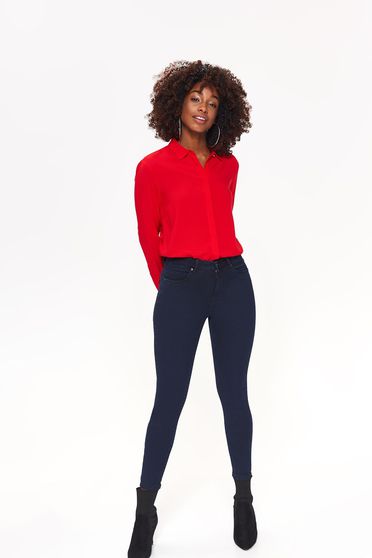 Top Secret red casual flared women`s shirt airy fabric long sleeved