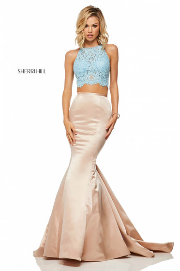 Dress Sherri Hill ivory luxurious long mermaid cut with cut back