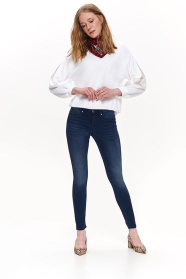 Top Secret darkblue casual skinny jeans jeans elastic cotton with pockets with medium waist