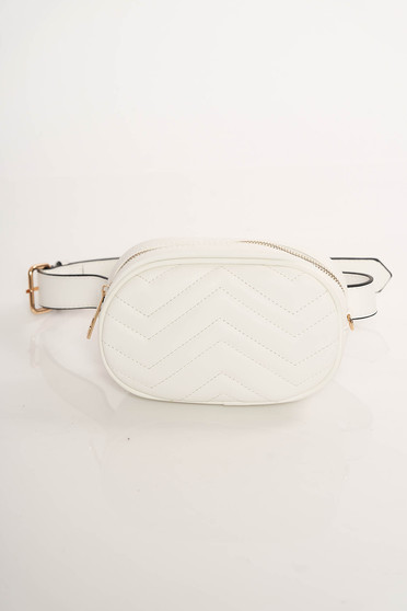 White casual bag from ecological leather accessorized with belt