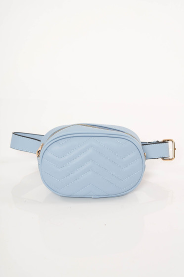 Lightblue casual bag from ecological leather accessorized with belt