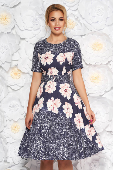 Fofy rosa daily cloche dress slightly elastic fabric with floral print accessorized with belt