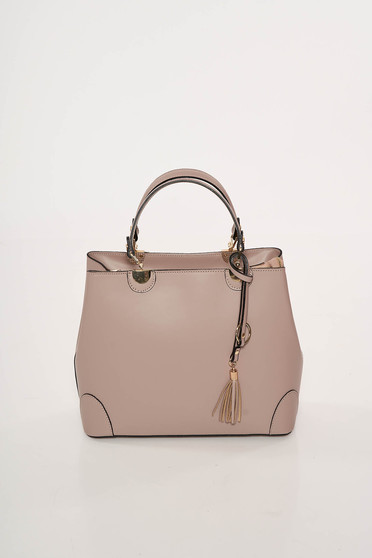 Cream office bag natural leather long, adjustable handle