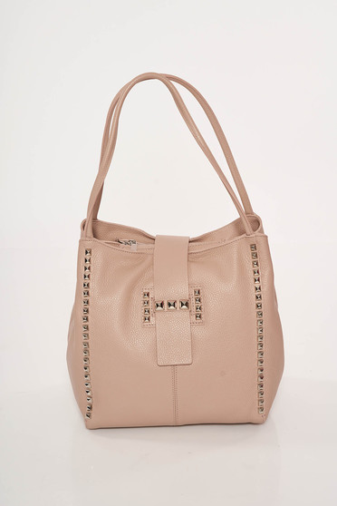 Rosa casual office leather bag with metallic spikes