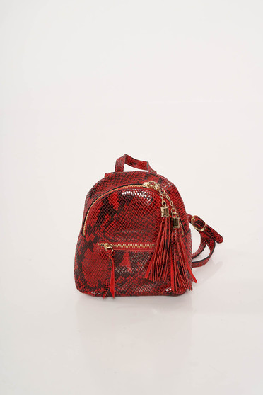 Red bag leather with tassels