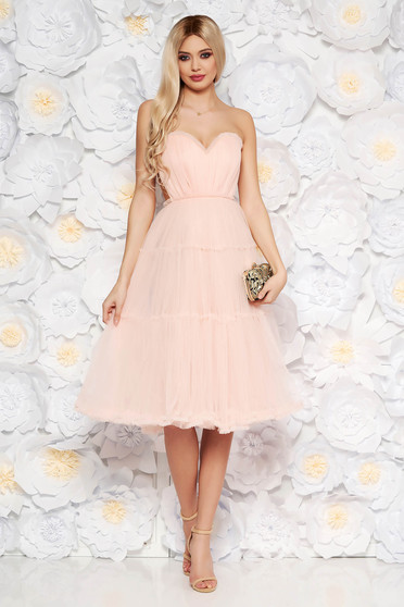 Ana Radu rosa corset dress from tulle with push-up cups luxurious with inside lining off shoulder
