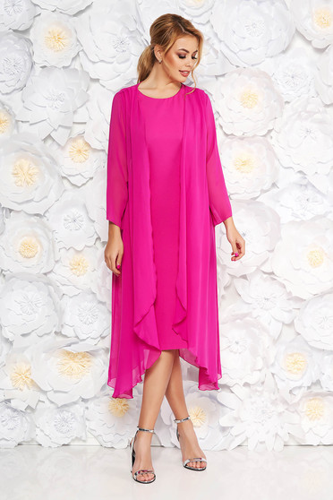 Fuchsia elegant midi dress sleeveless soft fabric without clothing