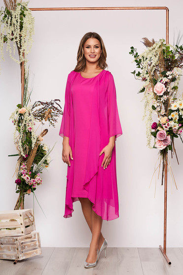 Fuchsia elegant midi dress sleeveless soft fabric without clothing