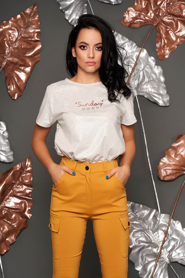 Grey casual flared t-shirt short sleeves thin fabric