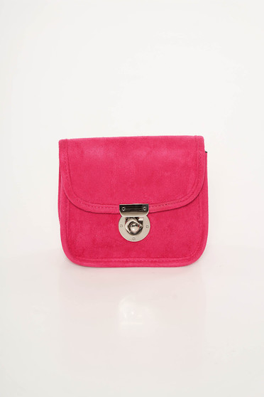 Top Secret pink bag from velvet fabric long chain handle