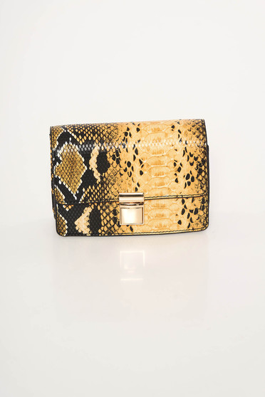 Mustard bag from ecological leather animal print long chain handle
