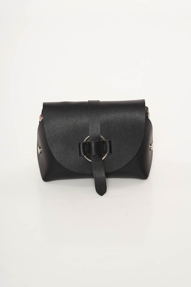Black bag casual from ecological leather long chain handle